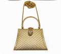 Cartera Rígida Dorada Vintage con Pedrería