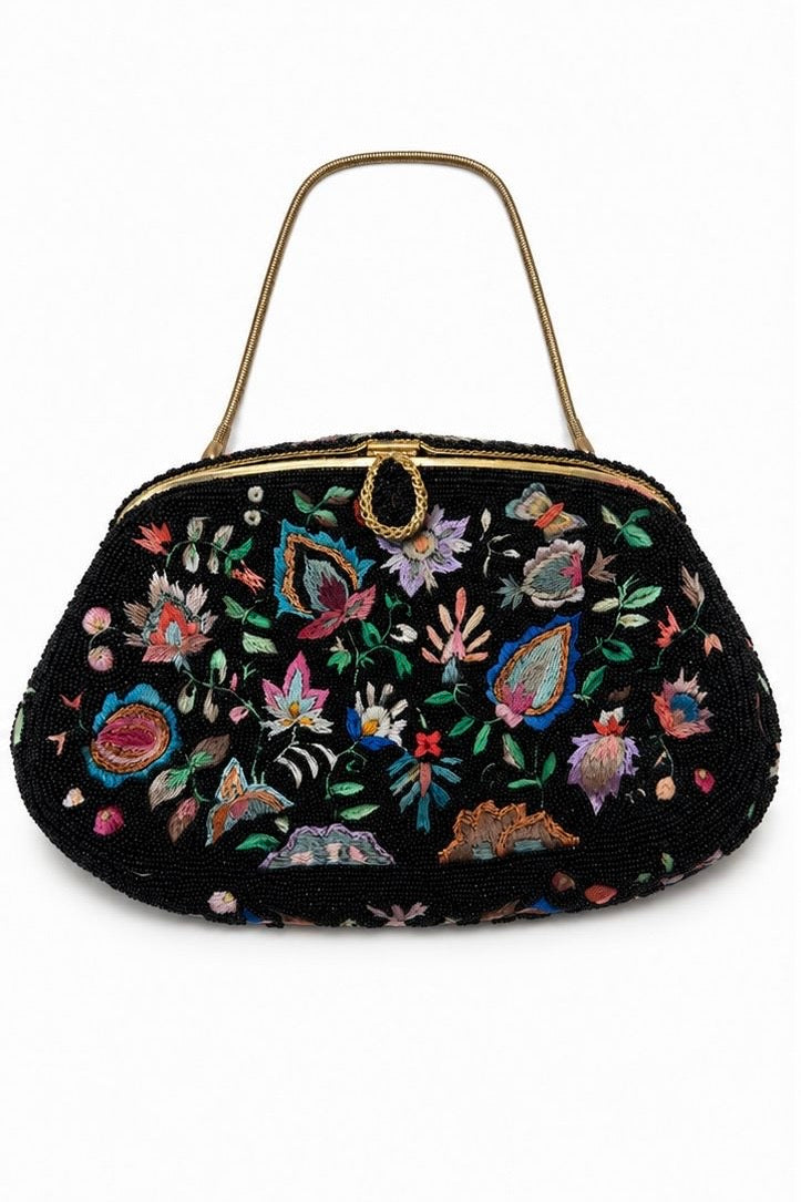 Clutch Vintage Bordado Floral - Hecho en Francia