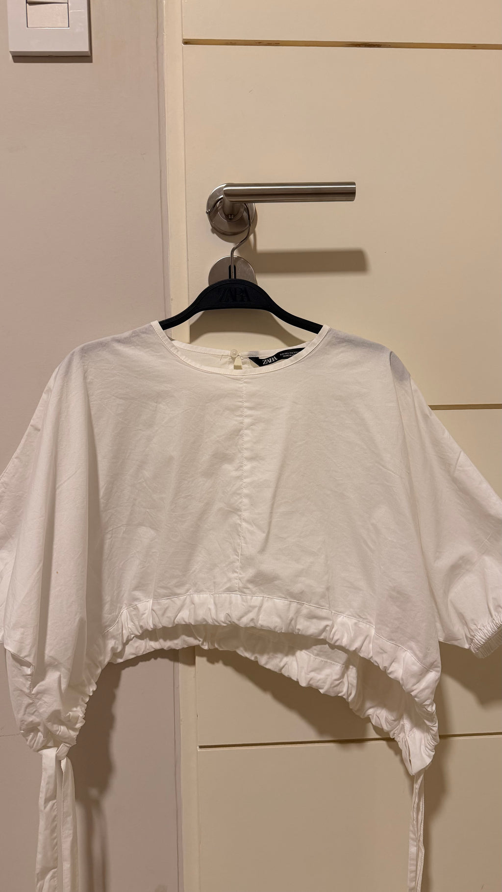 Camisa Croptop Zara - Blanca Talle XXS
