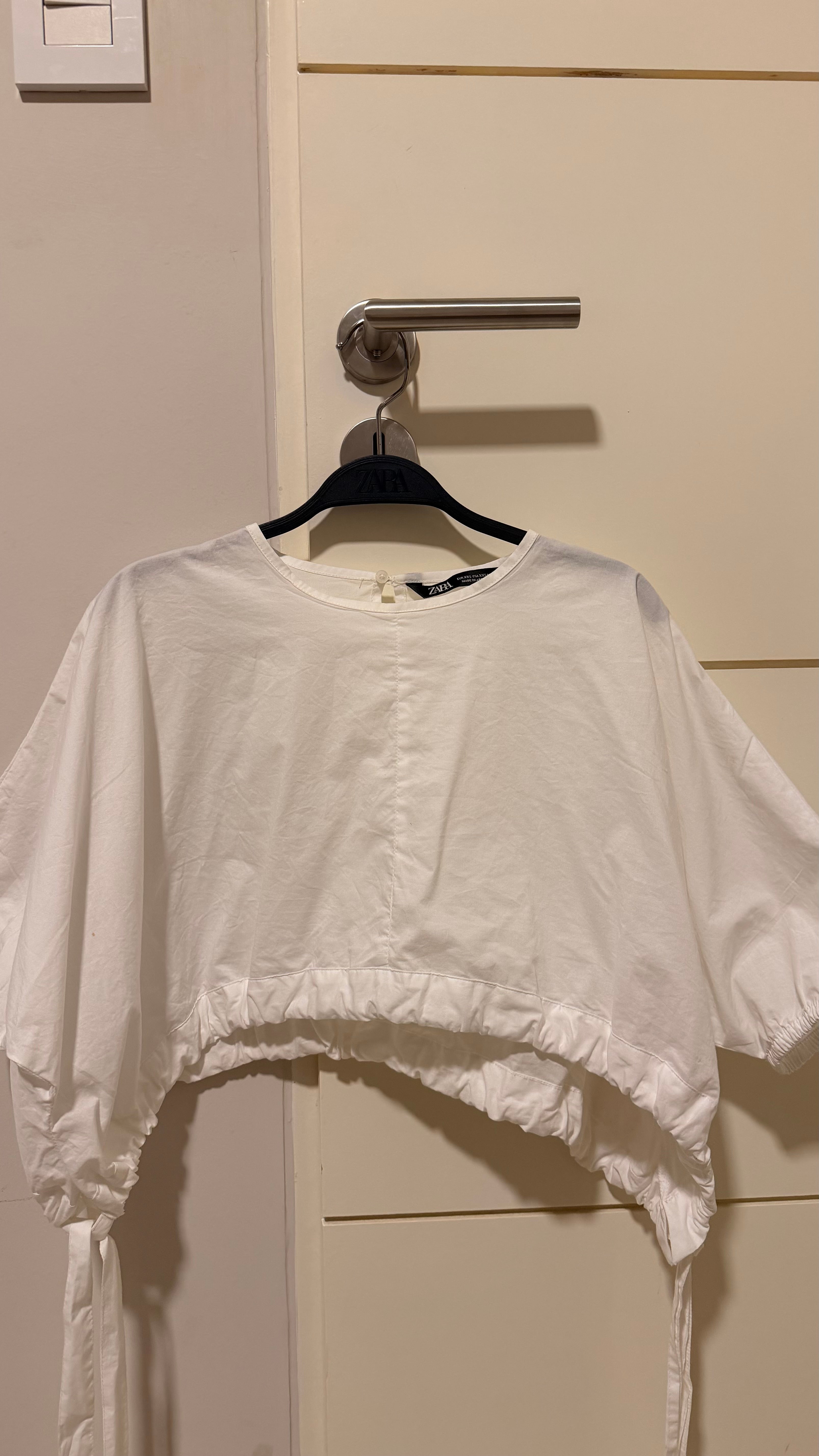 Camisa Croptop Zara - Blanca Talle XXS