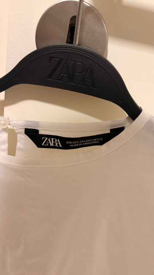 Camisa Croptop Zara - Blanca Talle XXS